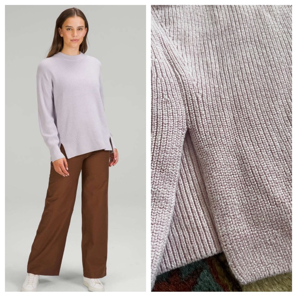 Lululemon athletica Merino Wool Ribbed Crewneck Sweater lavender purple 2 S